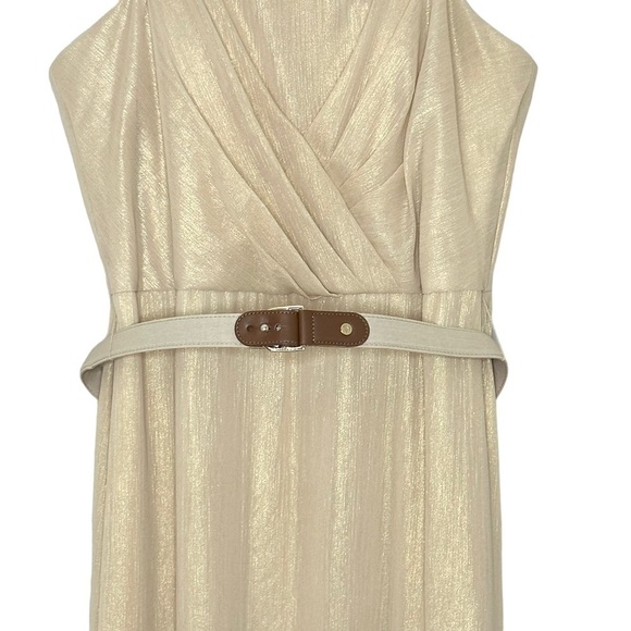 LAUREN RALPH LAUREN Womens Gold Shimmer Strapless Belted Evening Dress Gown - Picture 3 of 6